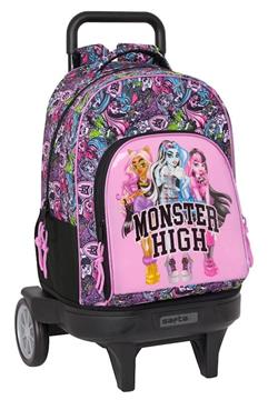 Imagen de Mochila Grande Con Ruedas Compact Evol. Ext. Monster High "Drama" 33X45X22Cm