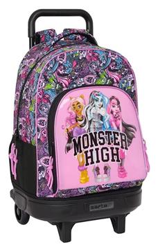 Imagen de Mochila Grande Con Ruedas Compact Extraible Monster High "Drama" 33X45X22Cm