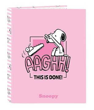 Imagen de Carpeta Cartón Folio 4 Anillas Mixtas Snoopy 26,5x33x4Cm