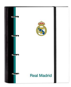 Imagen de Carpeta 4 Anillas de 35mm con recambio A4 100 H. con goma y 5 separadores Real Madrid CF 27x32x3,5Cm