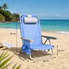 Imagen de Silla playa aluminio multiposicion azul con reposacabezas 25 cm., almohadilla, bolso lateral y reposabrazos gris,  80x65x45cm, 25 cm altura asiento