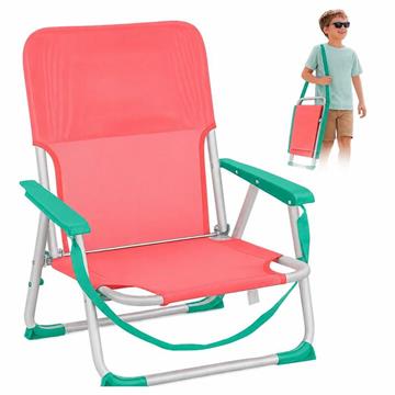 Imagen de Silla playa aluminio fija coral con asas para transportar 71x54x59 cm, 24 cm altura asiento
