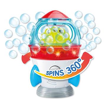 Imagen de Máquina lanza pompas Cohete, Giro 360º, incluye botella con líquido, con luces y sonidos