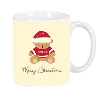 Imagen de Taza Grande Osito Beige Felices Fiestas 8X9,5X8Cm