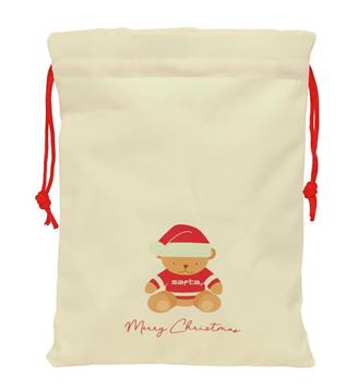 Imagen de Saquito Plano Osito Beige Felices Fiestas 26X34X1Cm