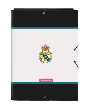 Imagen de Carpeta Real Madrid Cartón Folio Gomas Solapas 26x33,5x2,5Cm