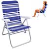 Imagen de Silla playa aluminio multiposicion azul rayada con asas para transportar, 92x62x72 cm, 37 cm altura asiento