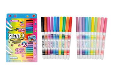 Imagen de Rotuladores punta fina Scentos, colores intensos y pastel ¡Huelen genial!, pack con 20 ud.