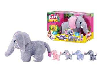 Imagen de Mamá Elefante y sus bebés Pets Alive, ¡A pasear!, descubre cuándos bebes tiene, con sonidos reales 22x34x27cm