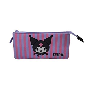 Imagen de Estuche Kuromi Triple. Interior Totalmente Forrado Y Personalizado. Acabados Y Cremalleras De Alta Calidad. 44 X 30 X 20 CM.
