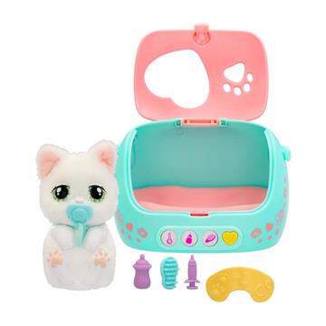 Imagen de Peluche Baby Paws Gato reción nacido 10,3 cm con accesorios ¡su cuna transportin te dirá que cuidado necesita!