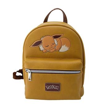 Imagen de Mochilita Pu Ocre Pokémon Premium con bolsillo delantero y trasero.28 x 22 x 11 cm.