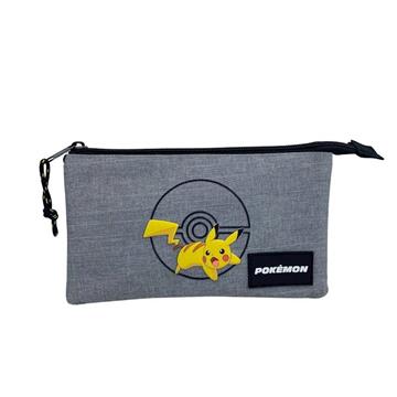Imagen de Estuche Pokemon Pikachu Triple. Interior Totalmente Forrado Y Personalizado 40 X 30 X 15 CM.