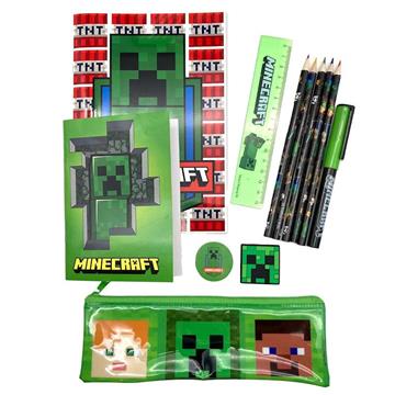 Imagen de Set de Papelería Minecraft con Estuche: ¡Todo lo que necesitas para tus aventuras escolares!