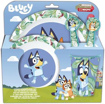 Imagen de Set de plato,cuenco,vaso,cuhara y tenedor Bluey.(apto para microondas)
