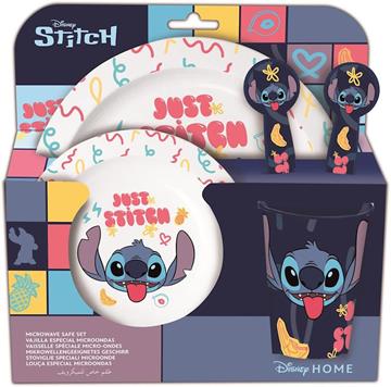 Imagen de Set de plato,cuenco,vaso,cuchara y tenedor Stitch Palms (apto para el microondas)