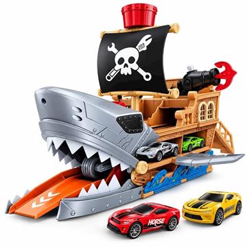 Imagen de Pista Barco Pirata Tiburón, incluye 2 coches Die-Cast