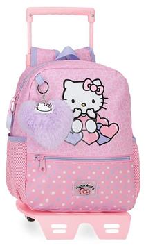 Imagen de Mochila Adaptable 28Cm. C/Carro Hello Kitty Hearts & Dots 23x28x10 cm
