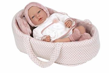Imagen de Muñeca ELEGANCE 40 CM ANDIE ROSA C/CAPAZO C/MECAMISMO LLORO TRY ME C/BOLSA