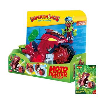 Imagen de Moto Fighter Kid Fury Superthings. Dos modos de ataque. Carga el disco en la lanzadera y ataca. 10.7x19,5x22,5 cm