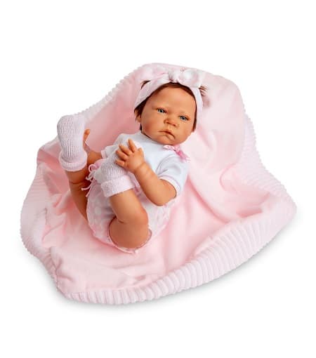 Muñeca Sweet Reborn con toquilla rosa