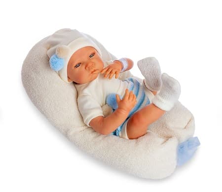 Sweet Reborn con mecanismo con toquilla de lana azul